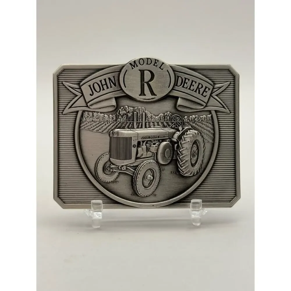 John Deere Model R Belt Buckle 1949 Tractor Motif Presentation Box Rectangular